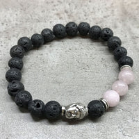 Lava Stone Bracelet, Buddha & Rose Quartz — view 3 of 5