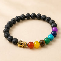 Lava Stone Bracelet, Elephant & Chakra Beads
