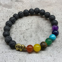Lava Stone Bracelet, Elephant & Chakra Beads — view 2 of 5