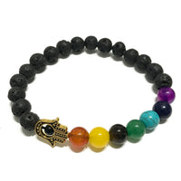 Lava Stone Bracelet, Hamsa & Chakra Beads — view 5 of 5