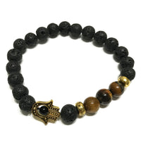 Lava Stone Bracelet, Hamsa & Tiger's Eye — view 3 of 5