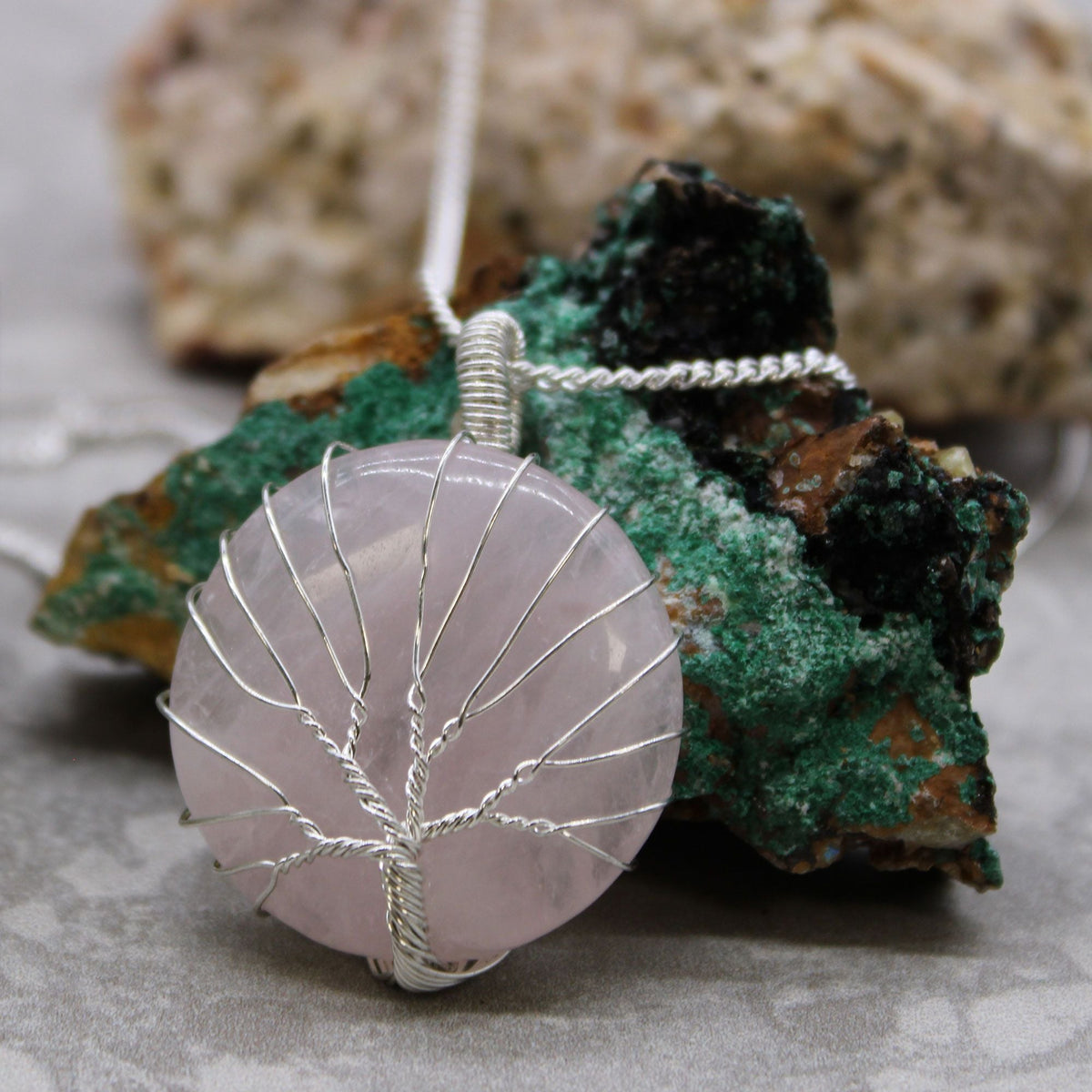 Tree of Life Gemstone Necklace, Rose Quartz — view 3 of 4