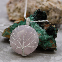 Tree of Life Gemstone Necklace, Rose Quartz — view 3 of 4