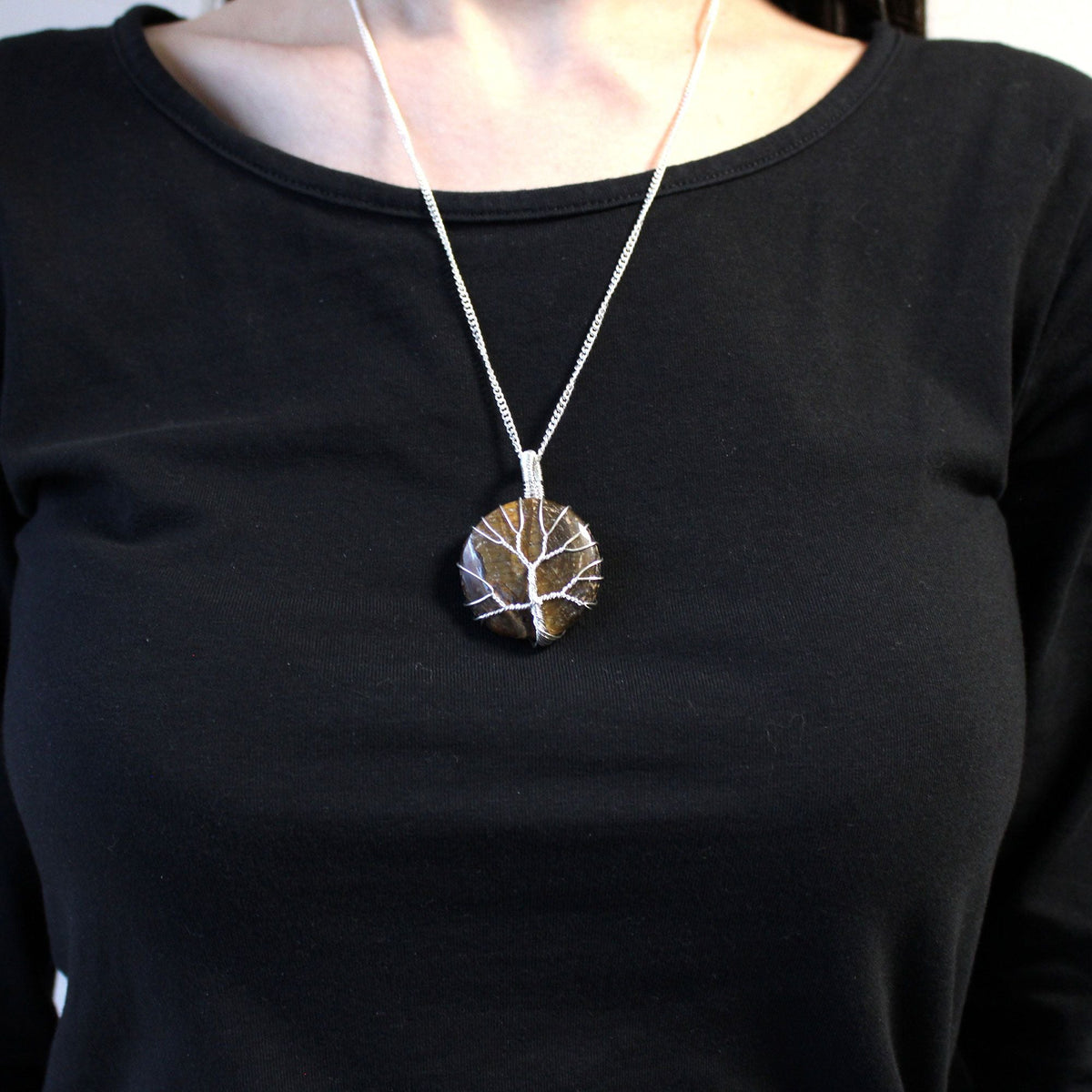 Tree of Life Gemstone Necklace, Tiger's Eye — view 2 of 5