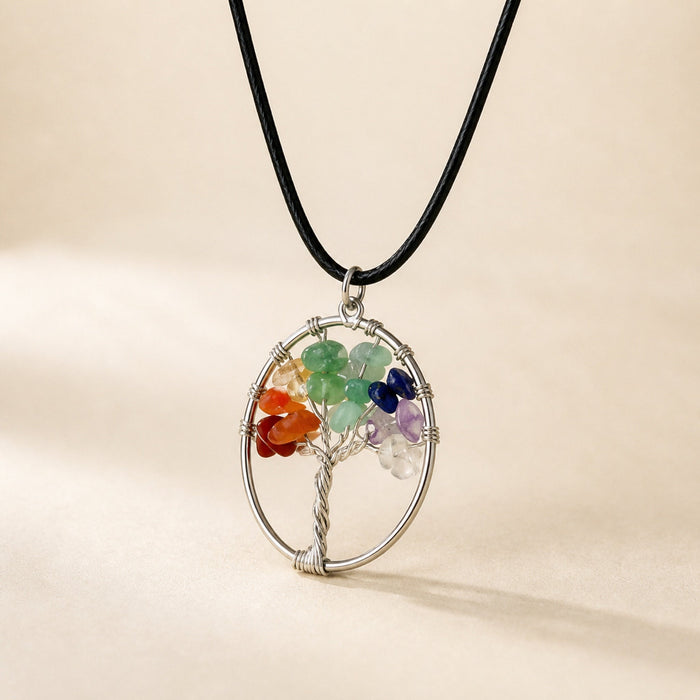Tree of Life Pendant, Seven Chakra Stones