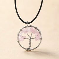 Tree of Life Pendant, Rose Quartz