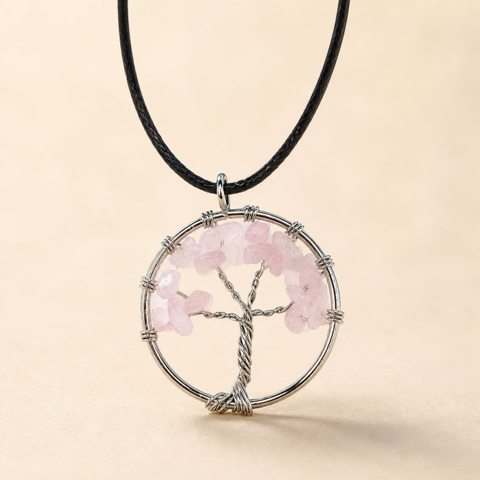Tree of Life Pendant, Rose Quartz