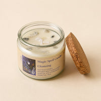 Spell Candle, Cleansing, White Jasper & Sage