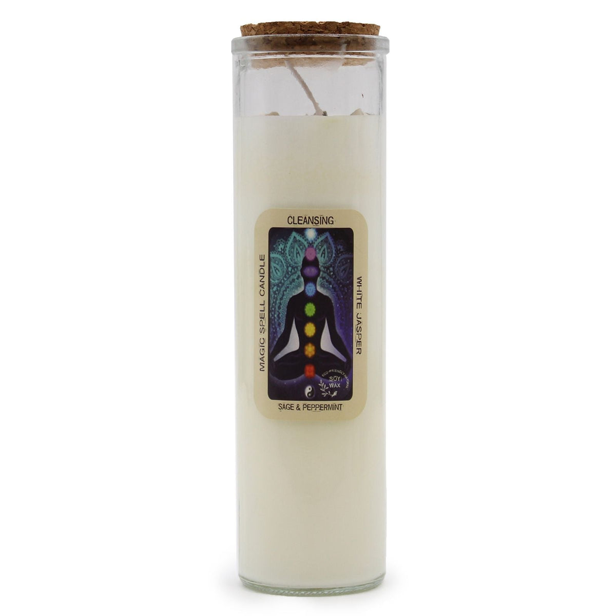 Spell Candle, Cleansing, White Jasper & Sage — view 7 of 7