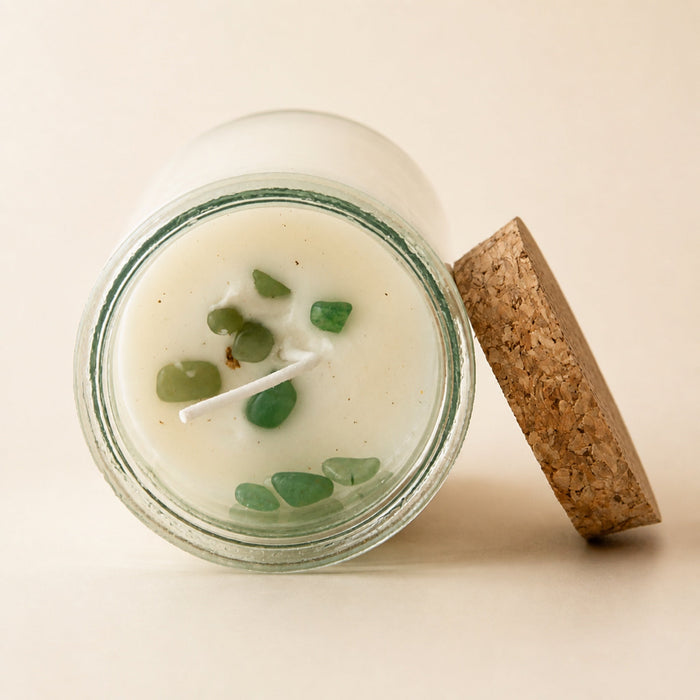 Spell Candle, Happiness, Green Aventurine & Rose