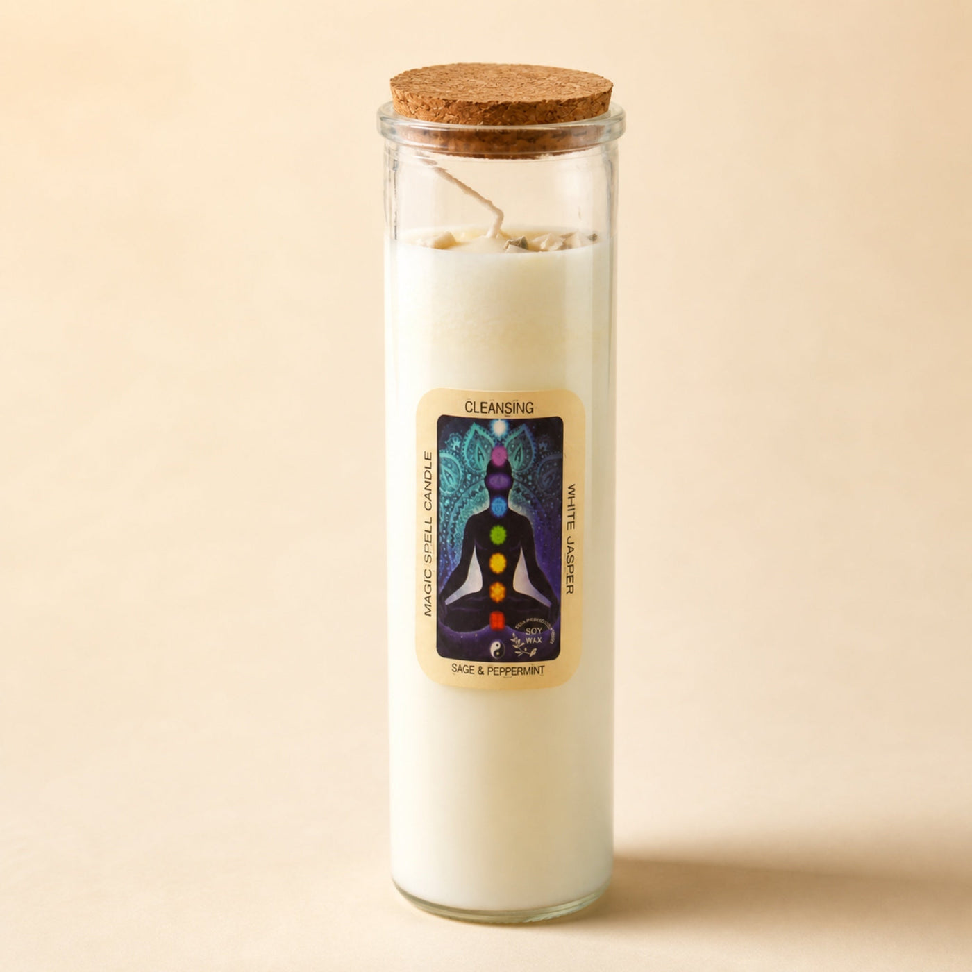 Spell Candle, Love, Rose Quartz & Jasmine