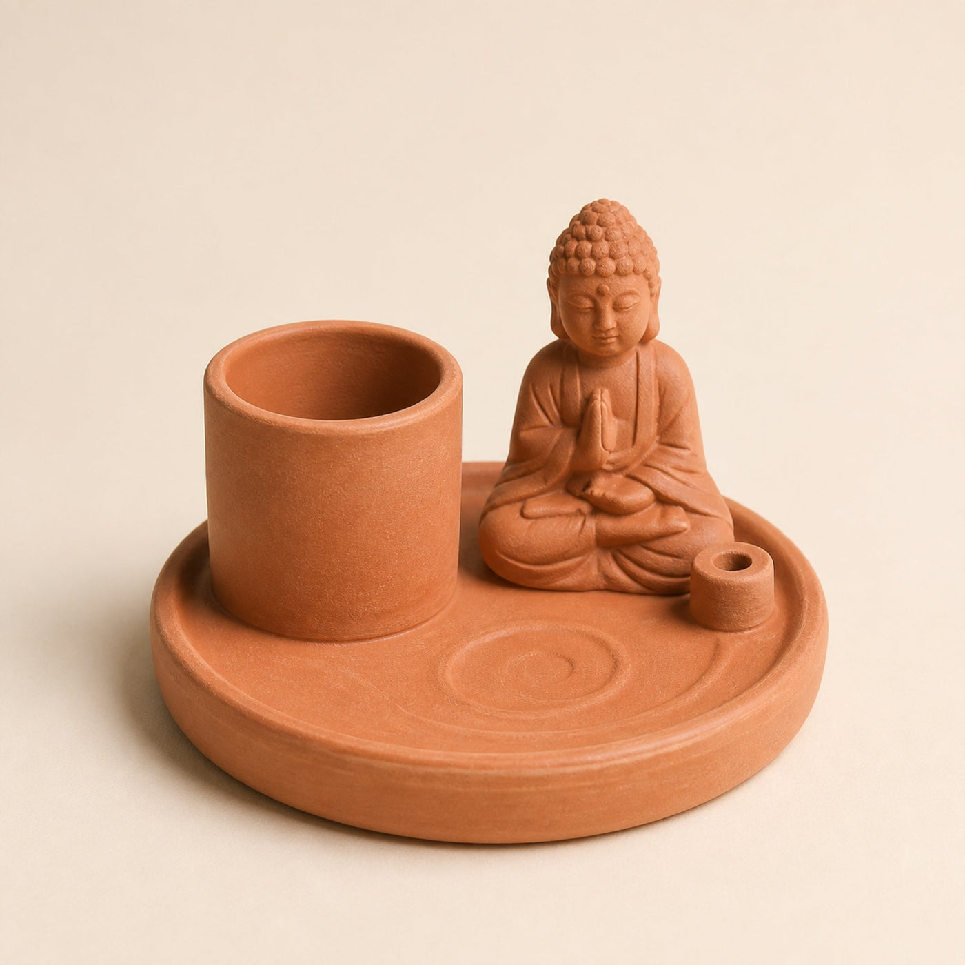 Buddha Incense Plate, Terracotta Ceramic