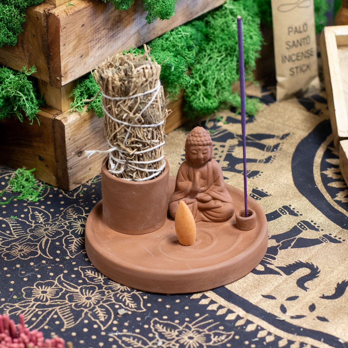 Buddha Incense Plate, Terracotta Ceramic — view 8 of 10