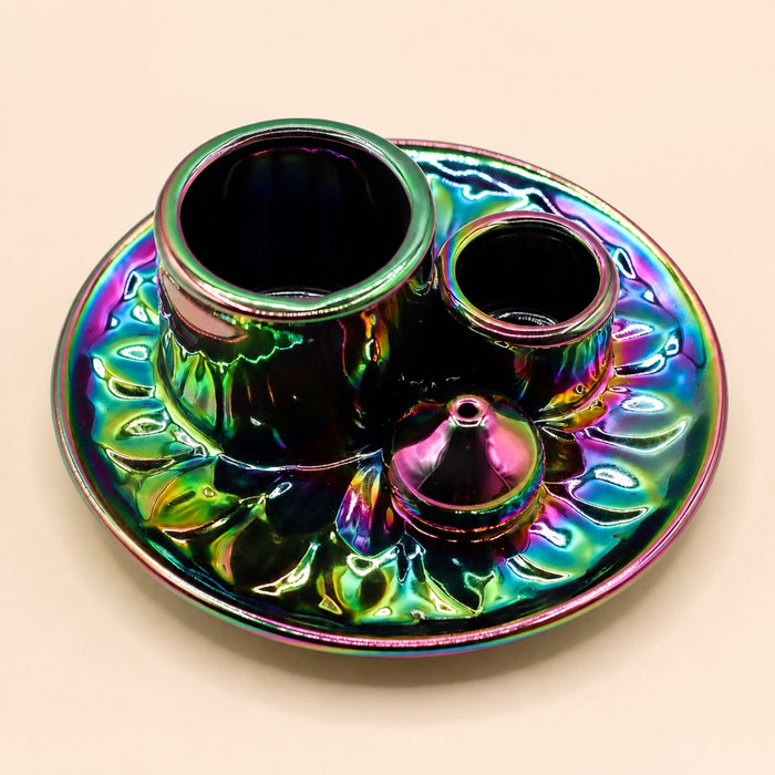 Palo Santo & Smudge Holder, Mandala, Metallic Rainbow