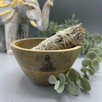 Wooden Smudge & Offerings Bowl, Buddha, 11cm — view 3 of 4