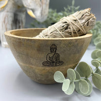 Wooden Smudge & Offerings Bowl, Buddha, 11cm — view 4 of 4