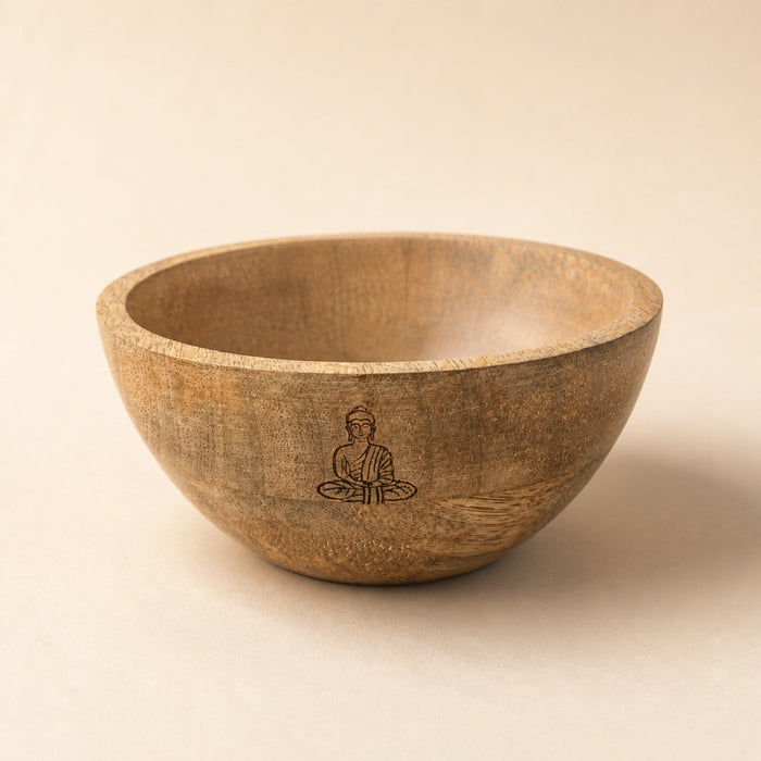 Wooden Smudge & Offerings Bowl, Buddha, 13cm