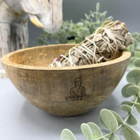 Wooden Smudge & Offerings Bowl, Buddha, 13cm — view 3 of 3