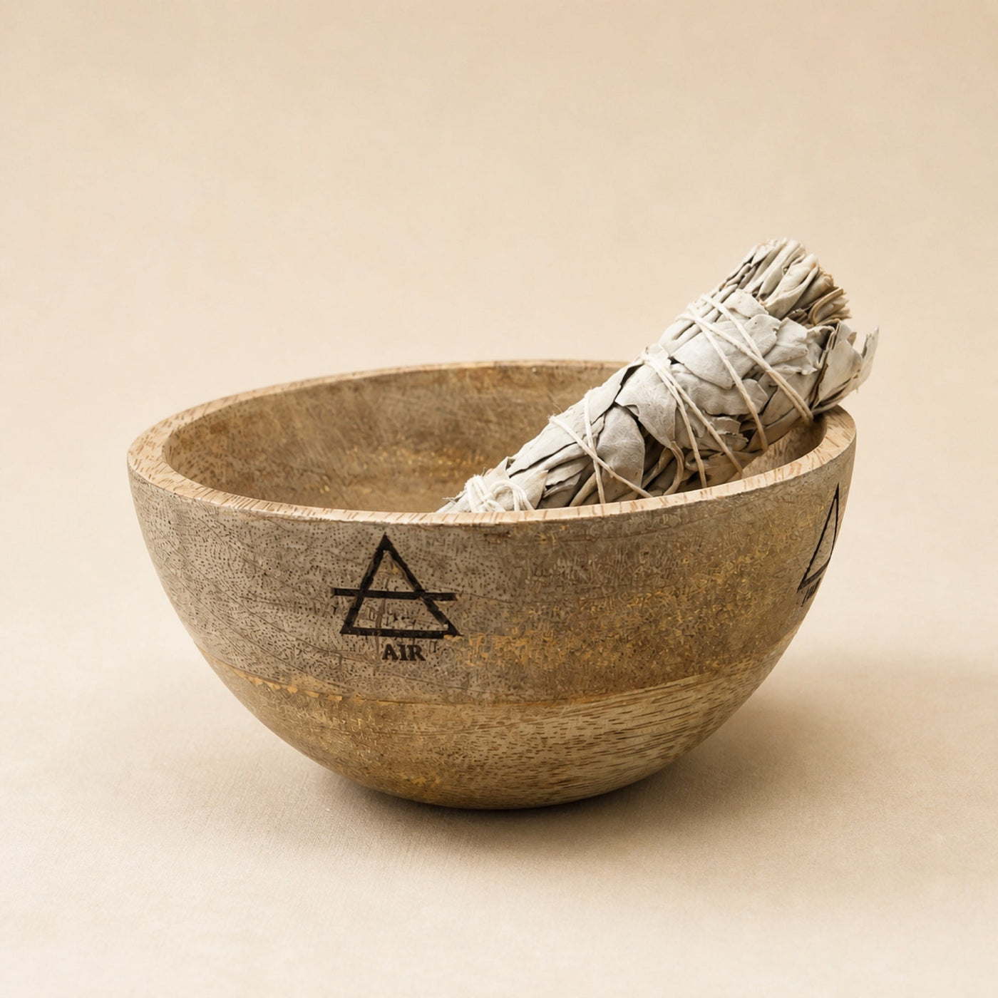 Wooden Smudge & Offerings Bowl, Four Elements, 13cm