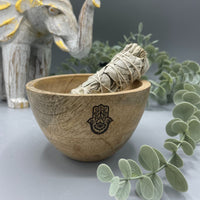 Wooden Smudge & Offerings Bowl, Hamsa, 11cm — view 2 of 4