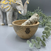 Wooden Smudge & Offerings Bowl, Hamsa, 11cm — view 3 of 4