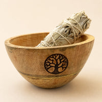 Wooden Smudge & Offerings Bowl, Tree of Life, 11cm
