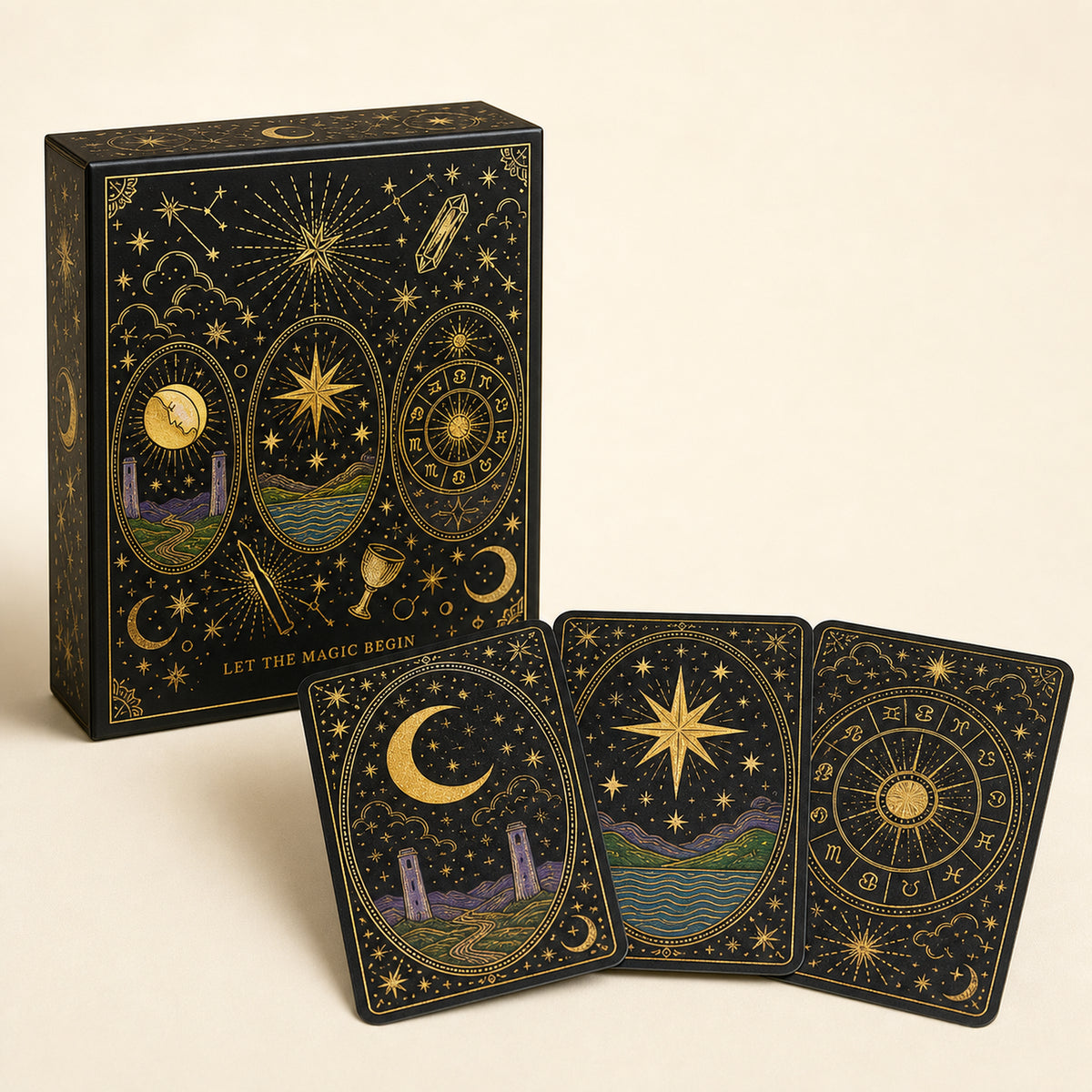 Gold Foil Tarot Gift Set with ritual tools