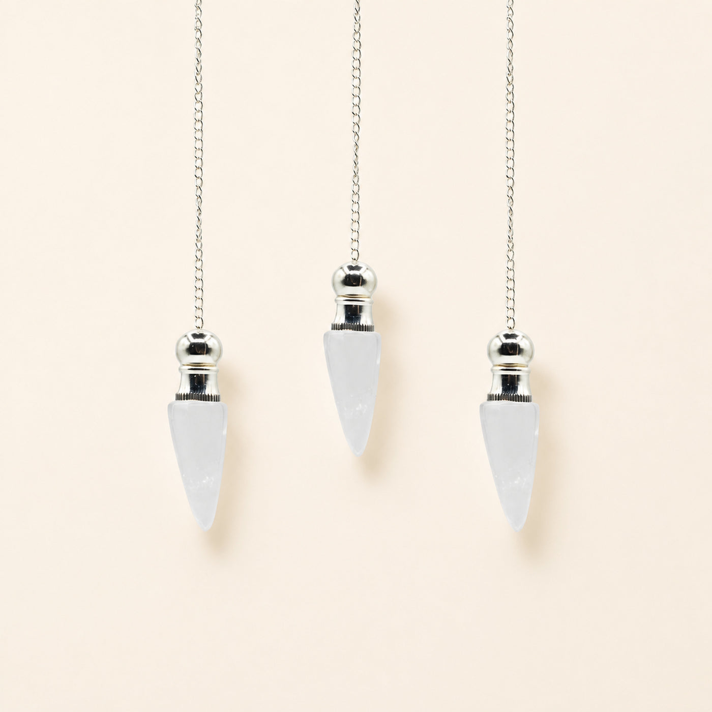 Clear Quartz Pendulum, silver plated
