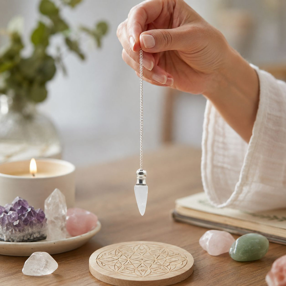 Clear Quartz Pendulum, silver plated — view 4 of 4