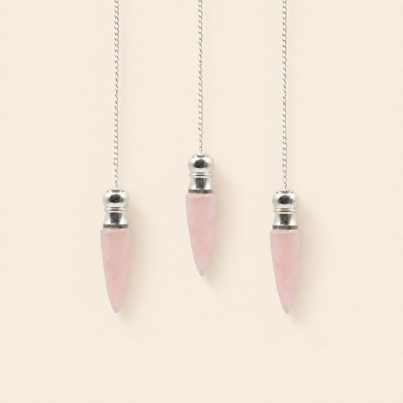 Rose Quartz Pendulum, silver plated