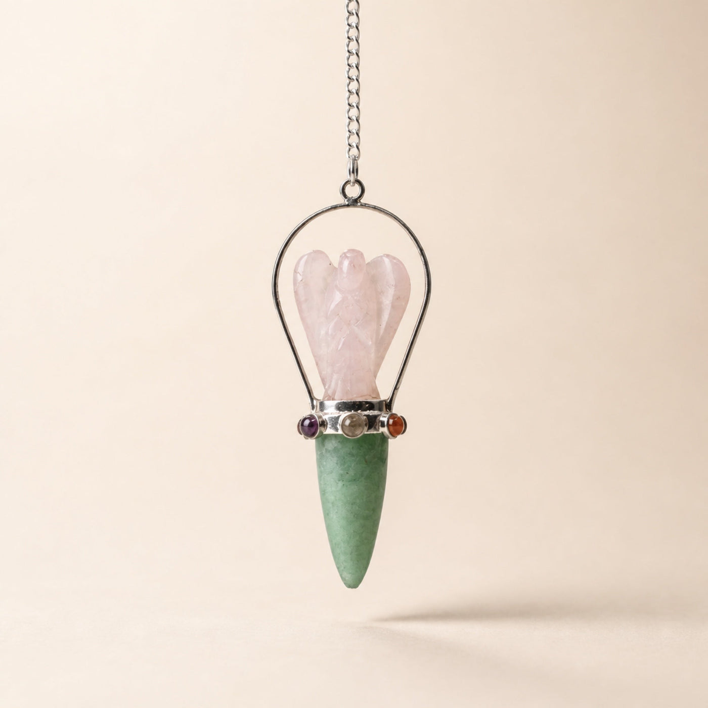Angel Pendulum with Rose Quartz and a Chakra Band