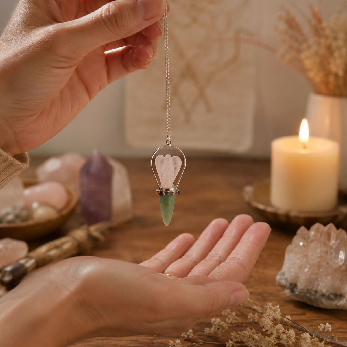 Angel Pendulum with Rose Quartz and a Chakra Band — view 4 of 4