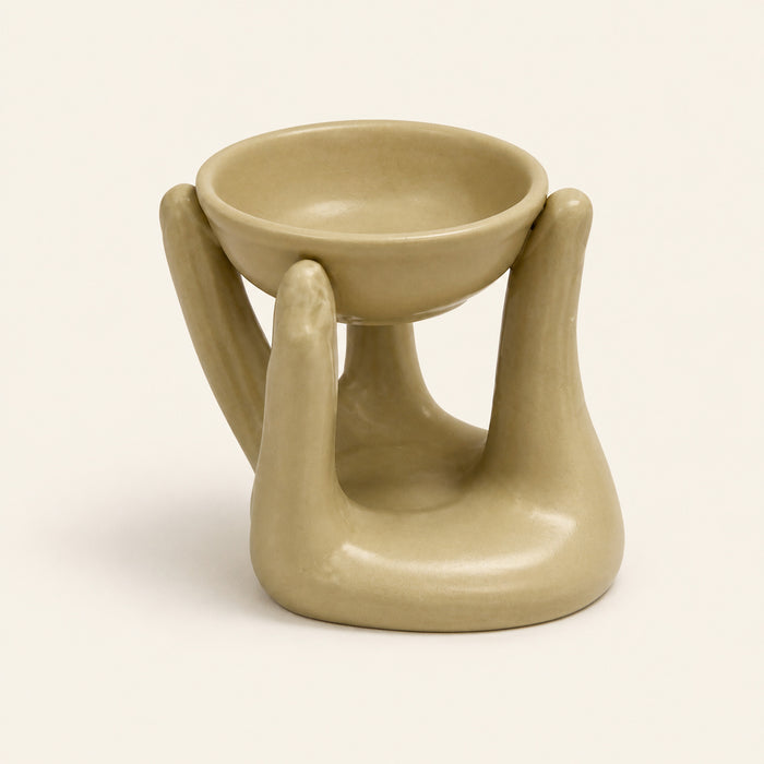 Open Hands Oil Burner, tan