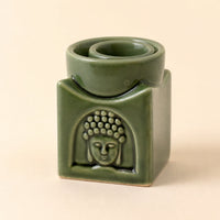 Square Buddha Oil Burner, Dark Jade
