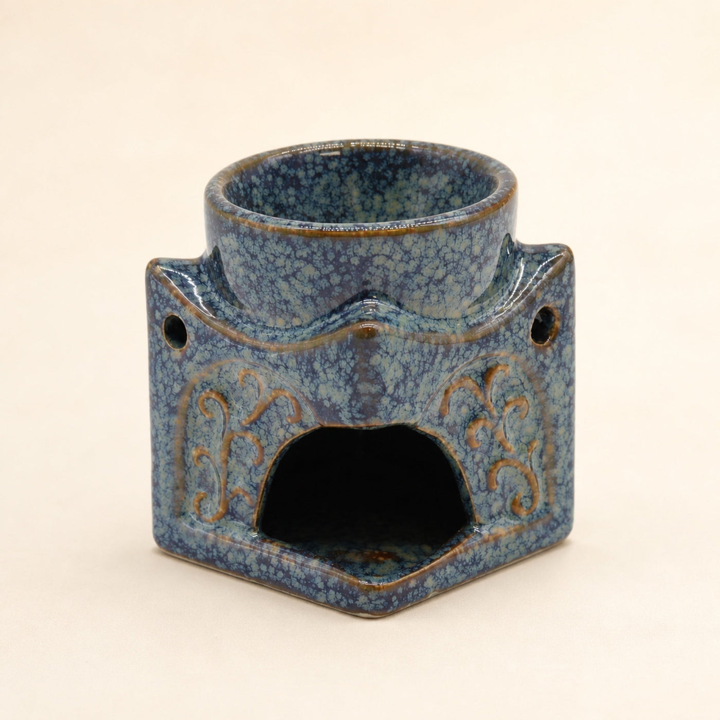 Square Buddha Oil Burner, Dusty Blue