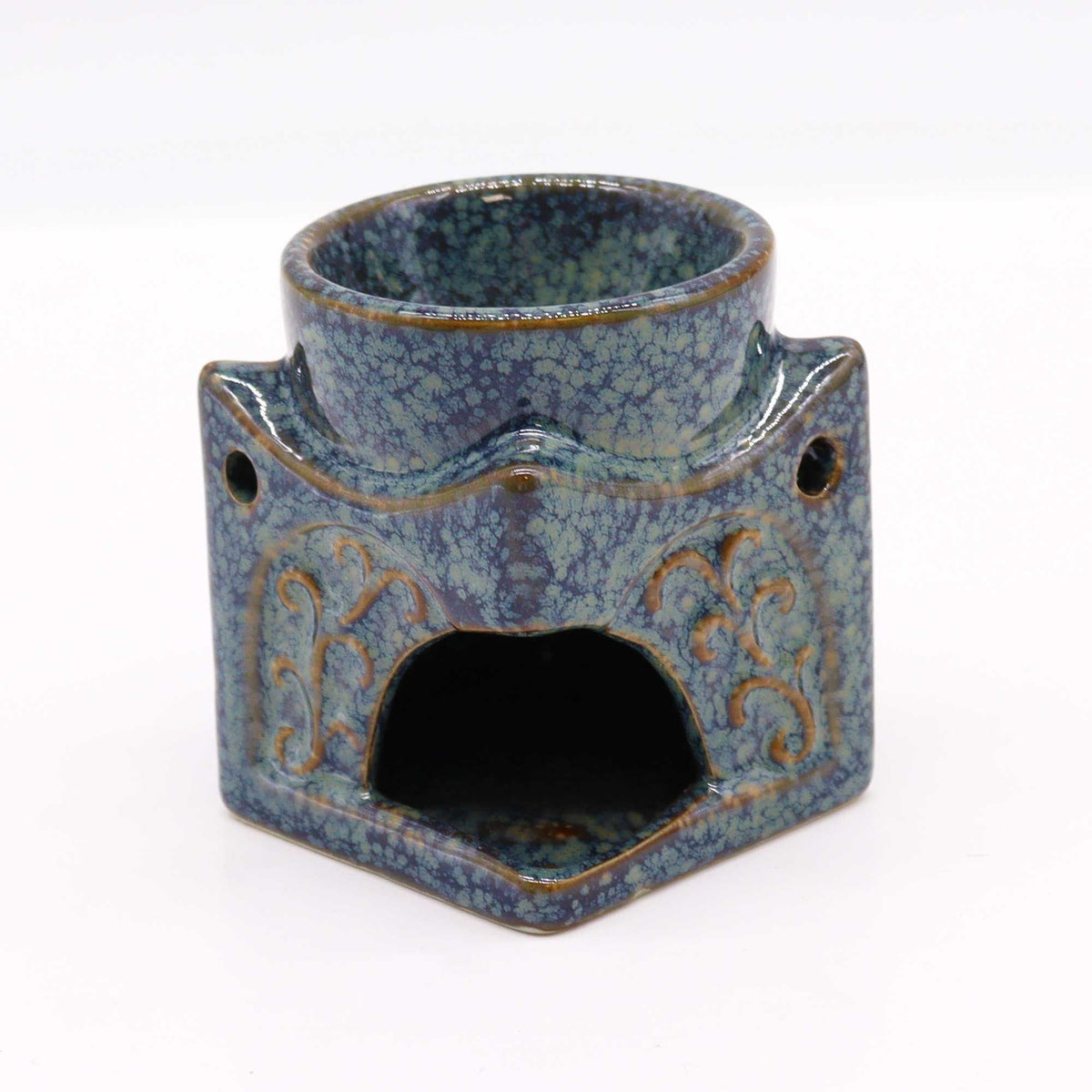 Square Buddha Oil Burner, Dusty Blue — view 2 of 4