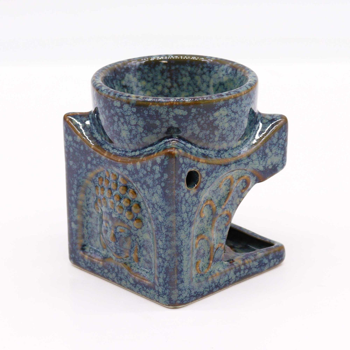 Square Buddha Oil Burner, Dusty Blue — view 3 of 4