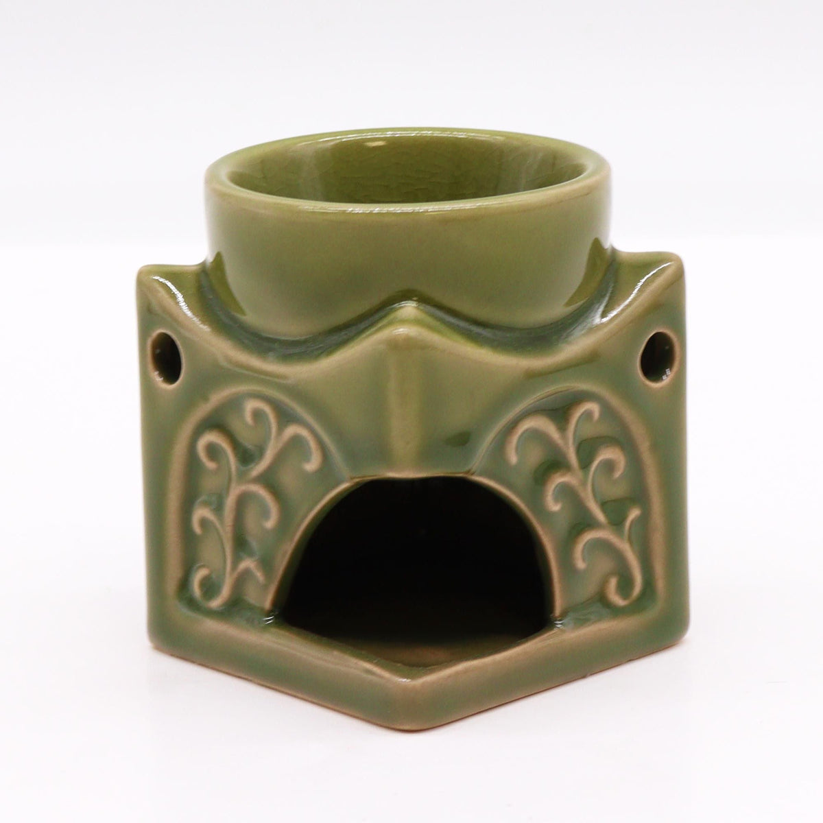 Square Buddha Oil Burner, Light Jade — view 2 of 4