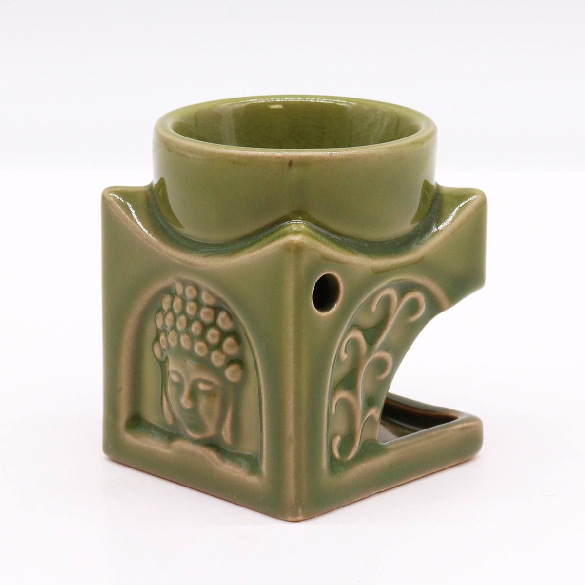 Square Buddha Oil Burner, Light Jade — view 3 of 4