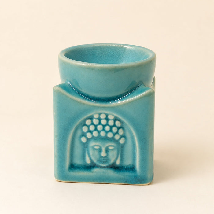Square Buddha Oil Burner, Soft Turquoise