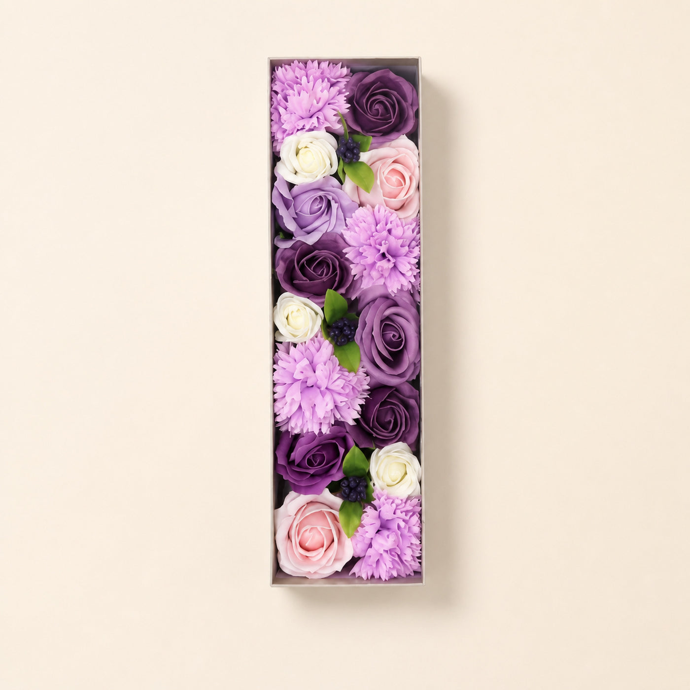 Lavender Rose and Carnation Soap Flower Box