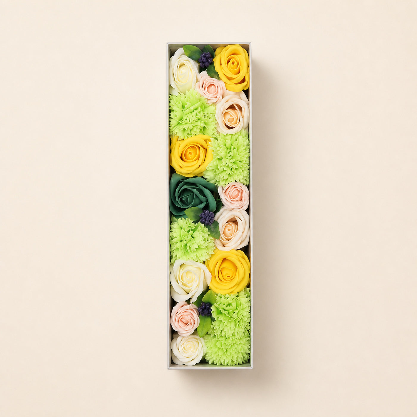Spring Soap Flower Box, yellows and greens