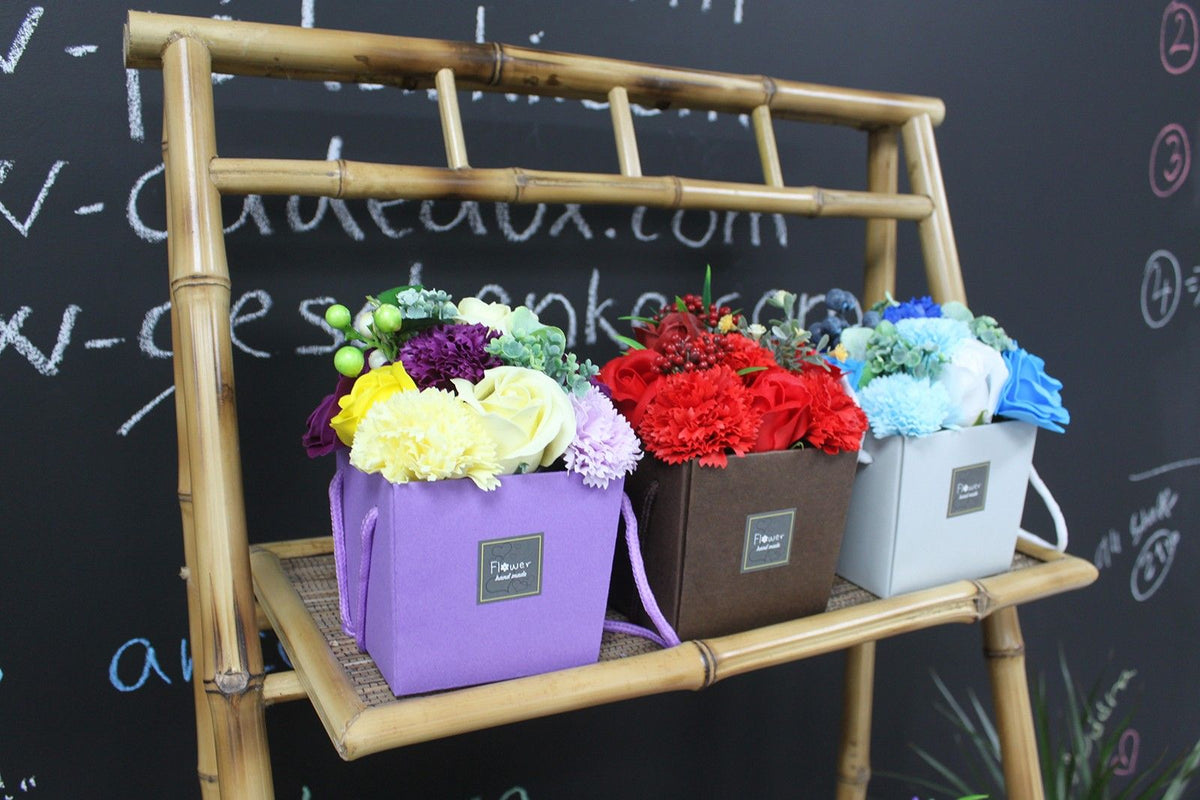 Soap Flower Bouquet, red rose and carnation — view 2 of 6