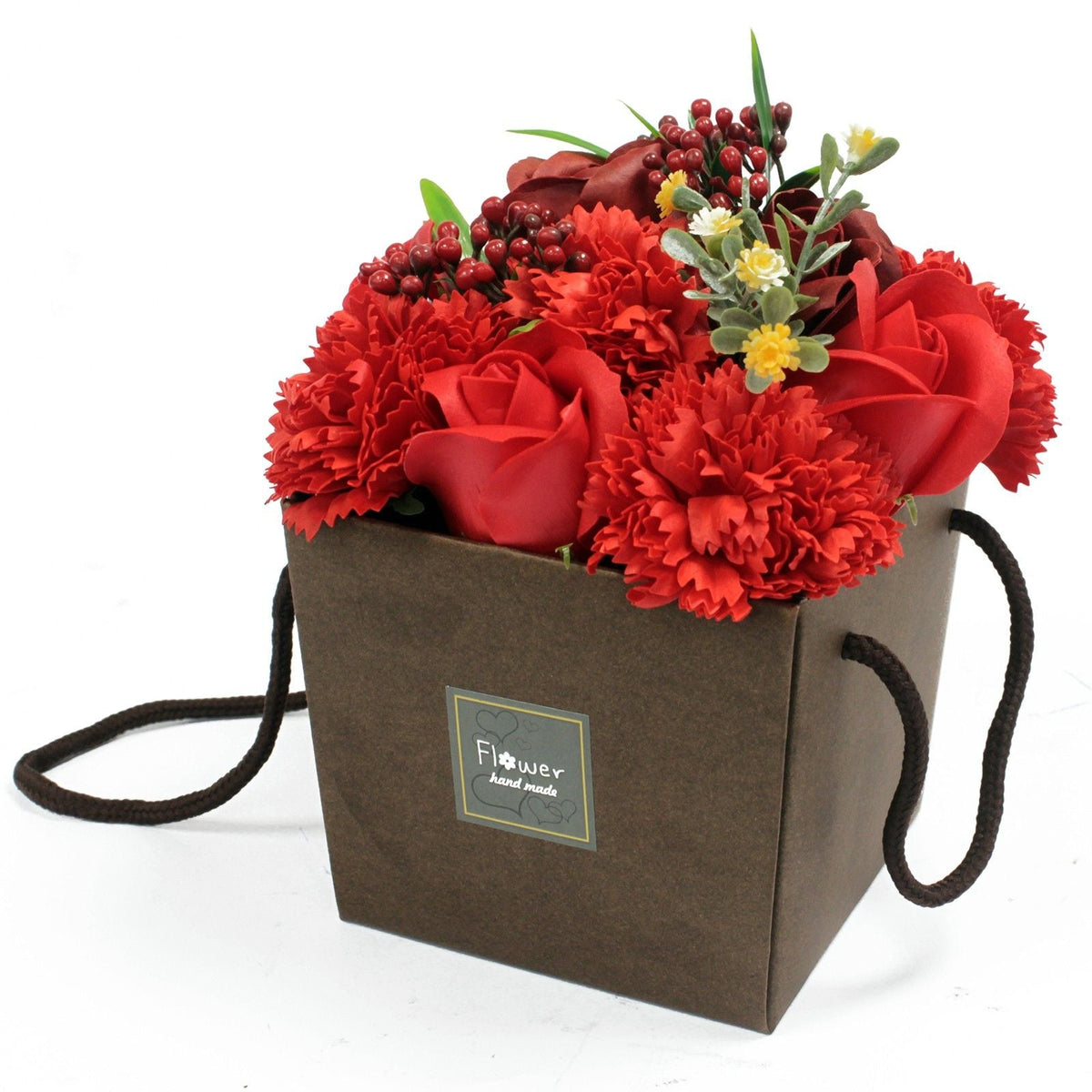 Soap Flower Bouquet, red rose and carnation — view 4 of 6