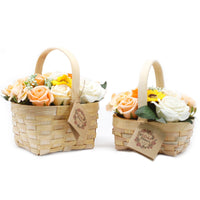 Large Pink Soap Flower Bouquet in a Wicker Basket — view 3 of 4