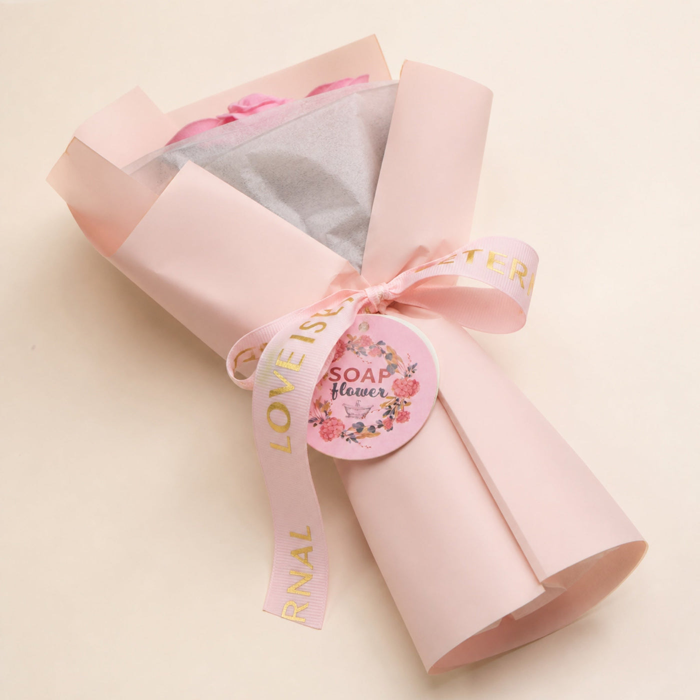 Large Pink Rose Soap Bouquet with Gift Card