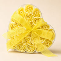 Soap Flower Heart Box, Yellow Roses, Set of 24