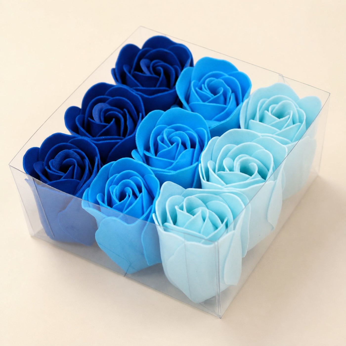 Soap Flowers, Blue Wedding Roses, Set of 9