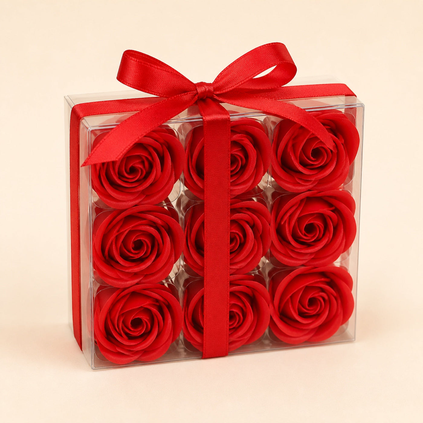 Soap Flowers, Red Roses, Set of 9
