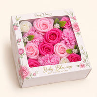Square Soap Flower Box, Baby Pinks